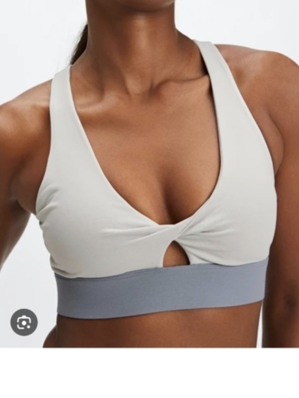 Fabletics Gray Sports Bra with Seamless Design and Racerback:SIZE-M